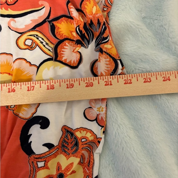 Chico's Orange and Yellow Floral Short Sleeve Tee - Picture 4 of 8